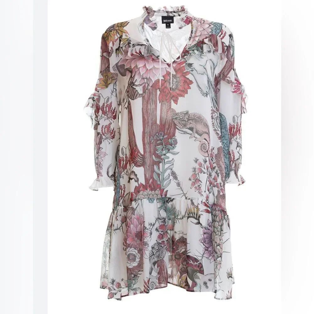 Just Cavalli frilled pattern crepe dress. Size 44